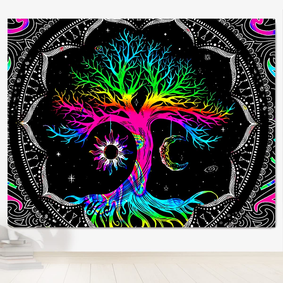 HASTHIP Tree Of Life Tapestry, Colorful Tapestry, Psychedelic Sun And Moon Tapestry Wall Hanging For Bedroom Room Decor (5060 Inches), Multi-Colour HASTHIP Tree Of Life Tapestry, Colorful Tapestry, Psychedelic Sun And Moon Tapestry Wall Hanging For Bedroom Room Decor (5060 Inches), Multi-Colour